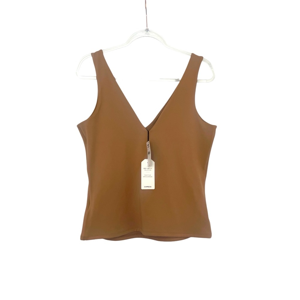 NWT Express Body Contour Tan V-Neck High Compression Tank - Size L - Picture 2 of 8